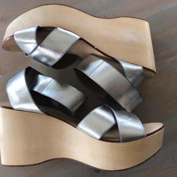 Belle Sigerson Morrison Silver Platform Sandals - Picture 7 of 9